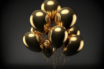 a bunch of balloons that are in the air with some gold balloons in the middle of the picture and the balloons in the middle of the photo are gold and the balloons in the middle of the.