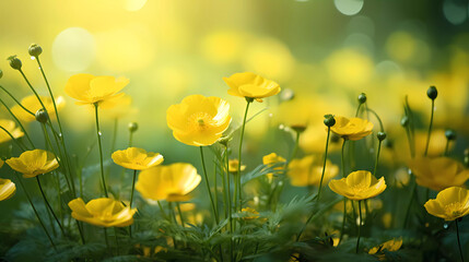 Bright wildflowers with a beautiful blurred background.