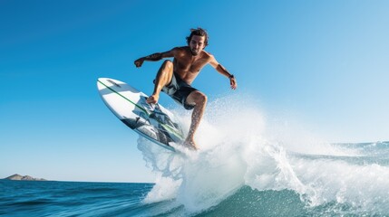 man surfing on the high seas - obrazy, fototapety, plakaty