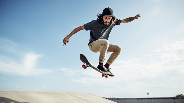 man doing a cool skateboarding trick