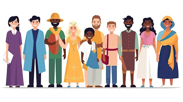 Multicultural team flat vector illustration