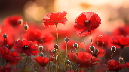 Obraz premium Bright wildflowers with a beautiful blurred background.
