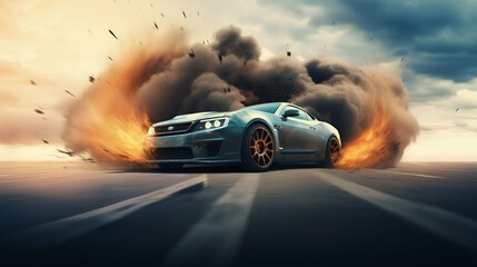 Obraz na płótnie Canvas Drift King Car in the Middle of a Thrilling Drift Maneuver. Generative ai