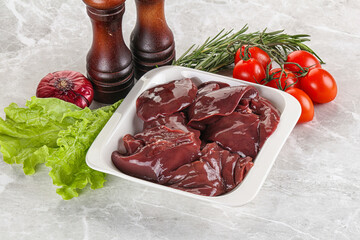 Raw turkey liver in a bowl ready for cooking