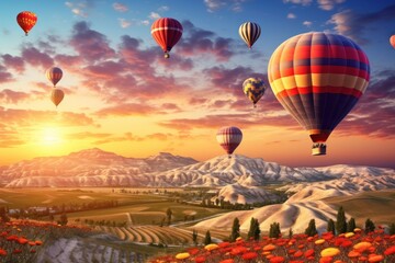 Obraz premium Air flying balloon. Illustration AI Generative.