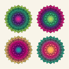 Colorful mandala background or ethnic mandala decoration pattern set