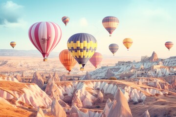 Air flying balloon. Illustration AI Generative.