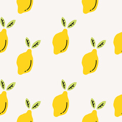 Lemons Cutout minimal pattern. Flat papercraft colorful background