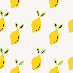Lemons Cutout minimal pattern. Flat papercraft colorful background