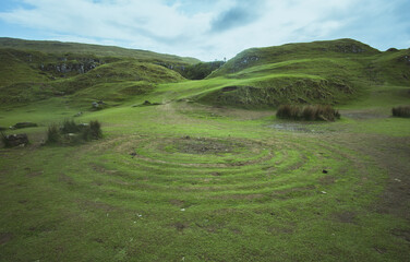 Grass spiral in the Fairy Glen, Scotland