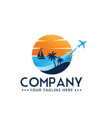 Beach logo template, vector file, traveling