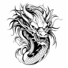 dragon tattoo isolated on white
