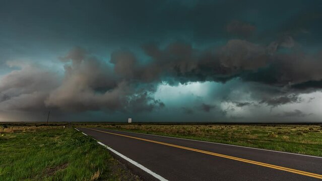 Beautiful Turquoise Supercell Storm Timelapse over the Colorado Plains