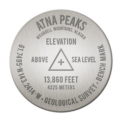 Atna Peaks Bench Mark illustration, transparent, the 51st Tallest Mountain in the United States, in the state of Alaska