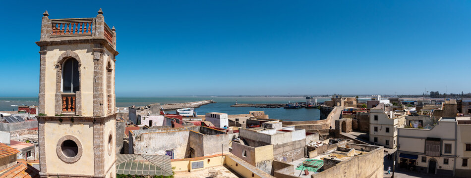 Skyline of old Portuguese city center of El Jadida in Morocco