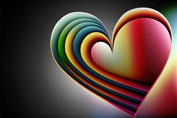 a multicolored heart with a black background and a rainbow light coming out of the center of it's heart, in the center of the image is a black background is a black background is a.