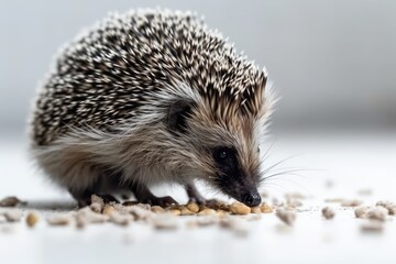 Obraz premium cute hedgehog enjoying a meal on a table