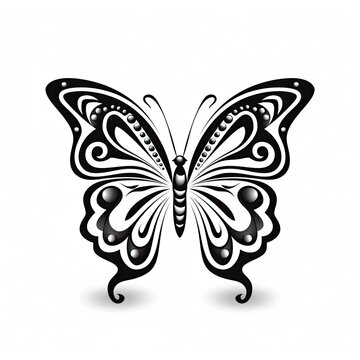 butterfly illustration tattoo isolated on white background