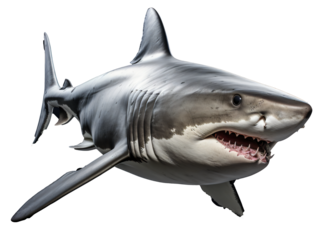 Shark isolated on the transparent background PNG. AI generative.