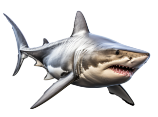 Shark isolated on the transparent background PNG. AI generative.