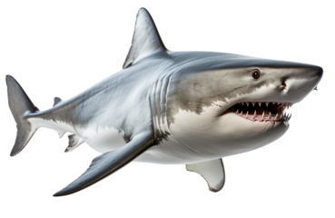 Shark isolated on the transparent background PNG. AI generative.