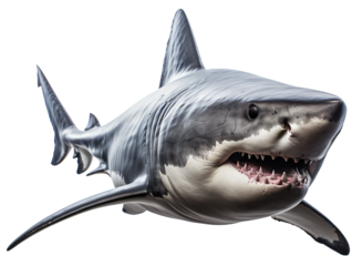 Shark isolated on the transparent background PNG. AI generative.