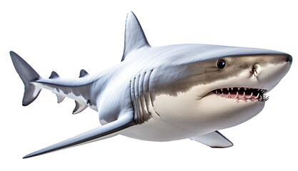 Fototapeta premium Shark isolated on the transparent background PNG. AI generative.