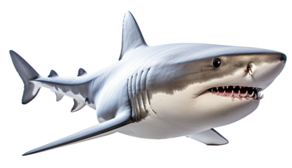 Shark isolated on the transparent background PNG. AI generative.