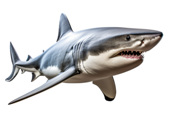 Shark isolated on the transparent background PNG. AI generative.
