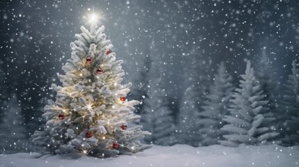 christmas tree in snow