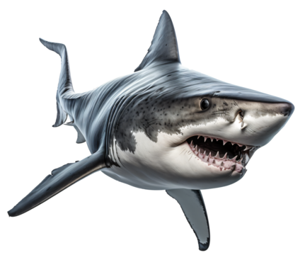 Shark isolated on the transparent background PNG. AI generative.