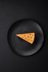 Delicious fresh sweet honey cake layer cake with white cream