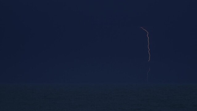 Atlantic ocean night electrical lightning storm Florida USA