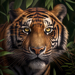 Tiger in the jungle portrait, realistic.