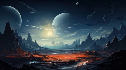 Mars surface alien planet landscape Night space game © Stream Skins