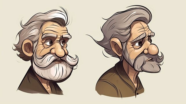 Old Man Hand drawn style vector design illustrations