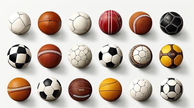 Realistic sports balls vector big set isolated on white 