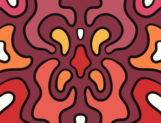 vector symmetrical doodle freeform flat geometric and black border outlines for banner, publication, social media background