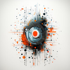 Obraz premium The creative concept of touch-ID identification. Fingerprint isolated on a white background. Simple authentication, login to your personal account. Generative AI flat illustration.