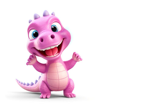 recommend clip art: Cute pink dinosaur copy space illustration. Cartoon character baby dino clip art