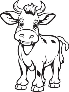 Cow , colouring book for kids, vector illustration	
