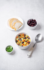 Kidney beans potato carrot vegan soup in a bowl