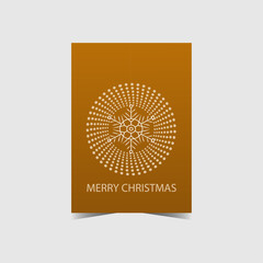 Merry Christmas and Happy New Year Vertical festive christmas greeting card. Beautiful snowflake on brown background. Vector illustration