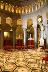 Monaco Principality Cathedral. Interior view with suggestive altar.