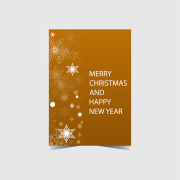 Vertical festive christmas greeting card. Beautiful snowflakes on brown background. Vector illustration