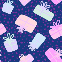 Festive gift box seamless pattern for wrapping paper and fabrics and linens and kids clothes print and party accessories