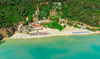 Fototapeta premium Beautiful tropical sand beach and sea. Paradise Beach, Thassos, Greece