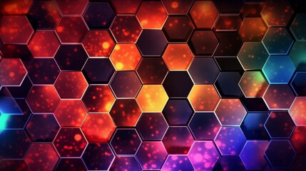 Abstract background with hexagons made with AI generative technology