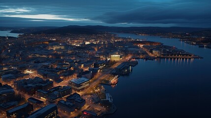 Oslo view of the city at night