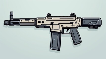 automatic pistol and bullets gun vector
